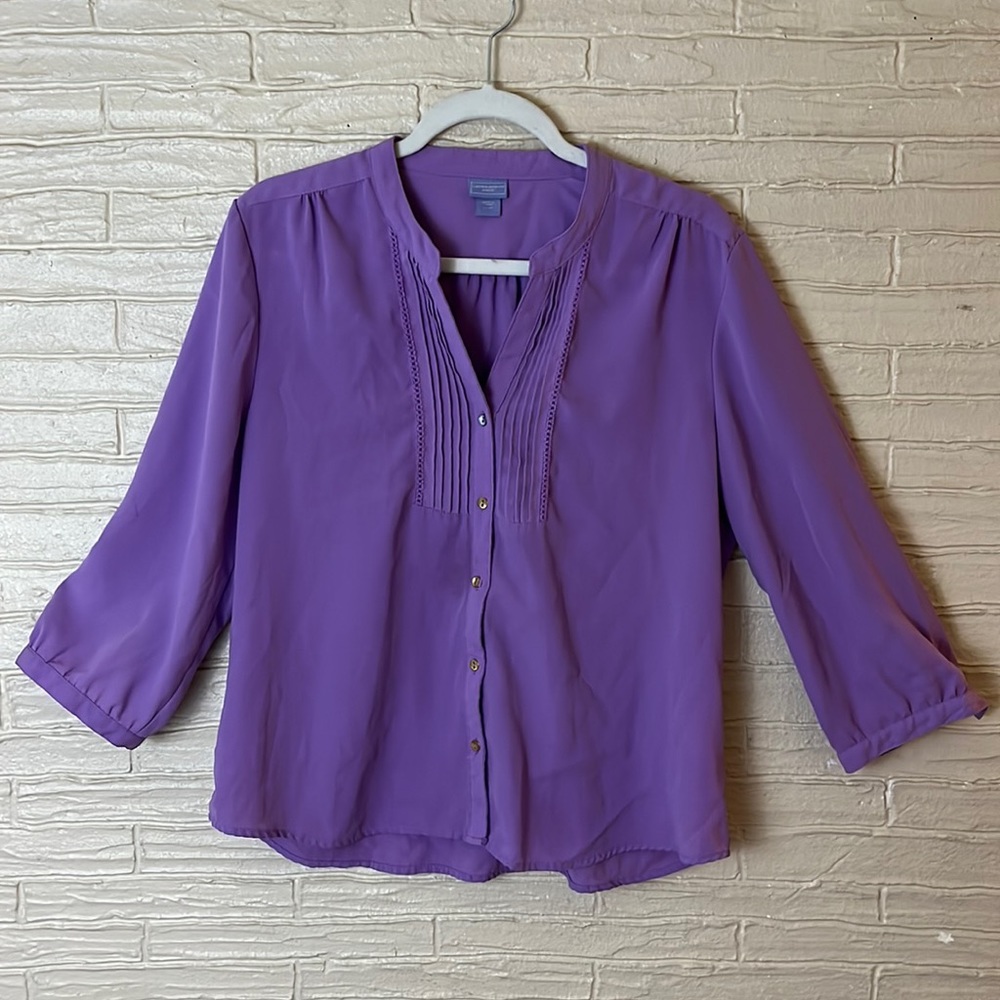 Petite large long sleeve button up shirt